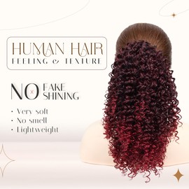 ZAVIDE Ponytail For Black Women Drawstring Ponytail Curly Hair Short Ponytail Extension Pony tails Drawstring Hair Pieces Human Hair Feeling For Daily Use (TBug)