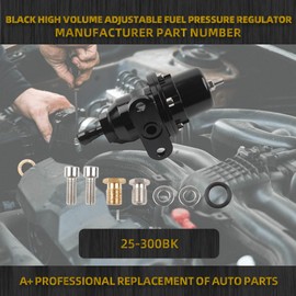 Dasbecan 25-300BK Black High Volume Adjustable Fuel Pressure Regulator