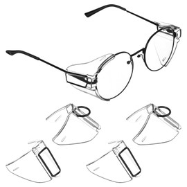 NUOBESTY 2 Pairs Safety Glasses Side Shields – Transparent Clip-On Eye Protection for Eyeglasses, Durable PC Side Shields for Workplace & Lab Use