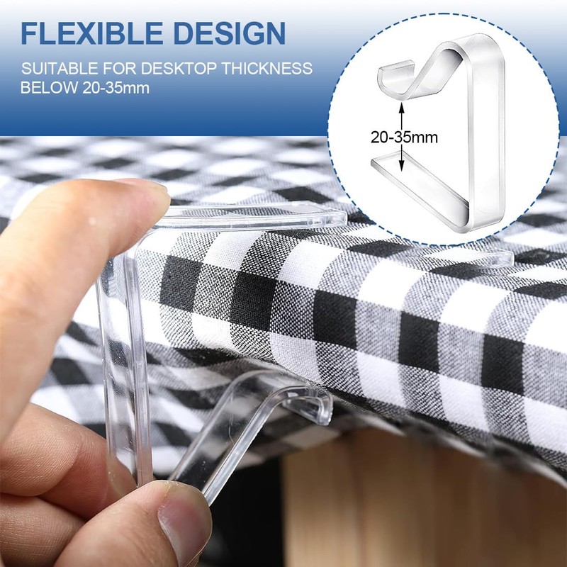 Pack of 6 Plastic Tablecloth Clips, Transparent Table Cloth Holder