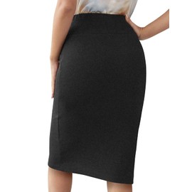 Sweet Hearts Women’s Basic Stretch Pencil Skirt- Regular & Plus Size- Below Knee Office Midi Bodycon Nylon Skirt Made in USA (Charcoal, Medium)