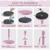 kaiyomi 4Pcs Stanchions with Pink Velvet Ropes Set, 5 Feet