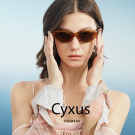 Cyxus Lentes de Sol para Mujeres, Marco de Acetato Lente Moda Protección UV para Conducir, Viajar, Compras Monturas de Gafas de Ojo de Gato 1349