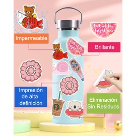 300 Pzs Pegatinas de Vinilo Impermeables, Pegatinas Aesthetic Kawaii, Pegatinas para Laptop, Termo, Scrapbook, Maletas de Viaje, Refrigerador y Monopatín, Calcomanias para Niños Adolescentes