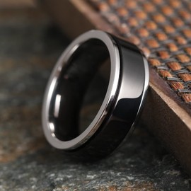 King Will 8mm Black & Silver Stainless Steel Spinner Ring Relieving Stress Ring For Men Women Stress Anxiety Relief Ring Fidget Ring For Unisex Adults Teens Polished Comfort Fit 9