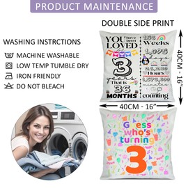 SAMAR 3 Years old Birthday gift idea, Cushion cover pillow 41x41cm size with filling insert printed both sides, Machine washable and iron friendly for boys, girls and baby 3rd birthday