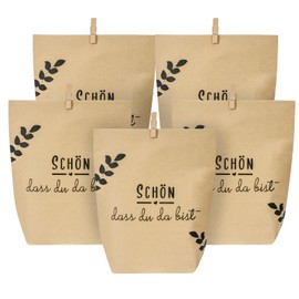 12 Geschenktüten Schön dass du da bist Geschenktasche Gastgeschenke Mitgebsel Tüten Kraftpapiertüten Papiertüten Dankeschön Geschenk für Hochzeit Geburtstag Taufe Konfirmation Kommunion Einschulung