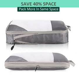 Compression Packing Cubes, Set of 6 Areaphmet Travel Packing Organisers travel packing cubes set Compression Bags for Travel Luggage Organizers for Suitcases Travel Accessories (Dark-Bue 6pcs)