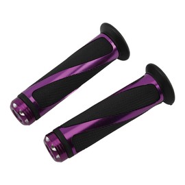PowerMotor 7/8" CNC Handlebar Rubber Grips 22mm Aluminum Rubber Throttle Grip Motorcycle Scooter ATV Quad Offroad Dirt Pit Ebike Bike Purple
