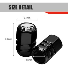 DACIRTY 4 PCS Skull Tire Valve Cap, Hexagonal Alloy Anti-theft Tubeless Tire Valve Cap, Knob Mount Auto Parts (White)