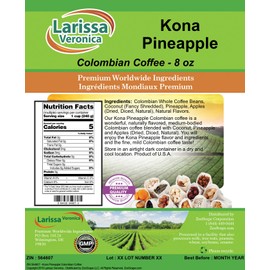 Kona Pineapple Colombian Coffee (Gourmet, Naturally Flavored, Whole Coffee Beans) (8 oz, ZIN: 564607)