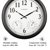 CLXEAST 16" Outdoor Clocks Waterproof with Thermometer & Hygrometer,Black
