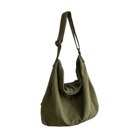 Canvas Messenger Bag Large Crossbody Bag Handbag Solid Colour with Multiple Pockets Canvas Shoulder Tote Bag for Women and Men, 474Green