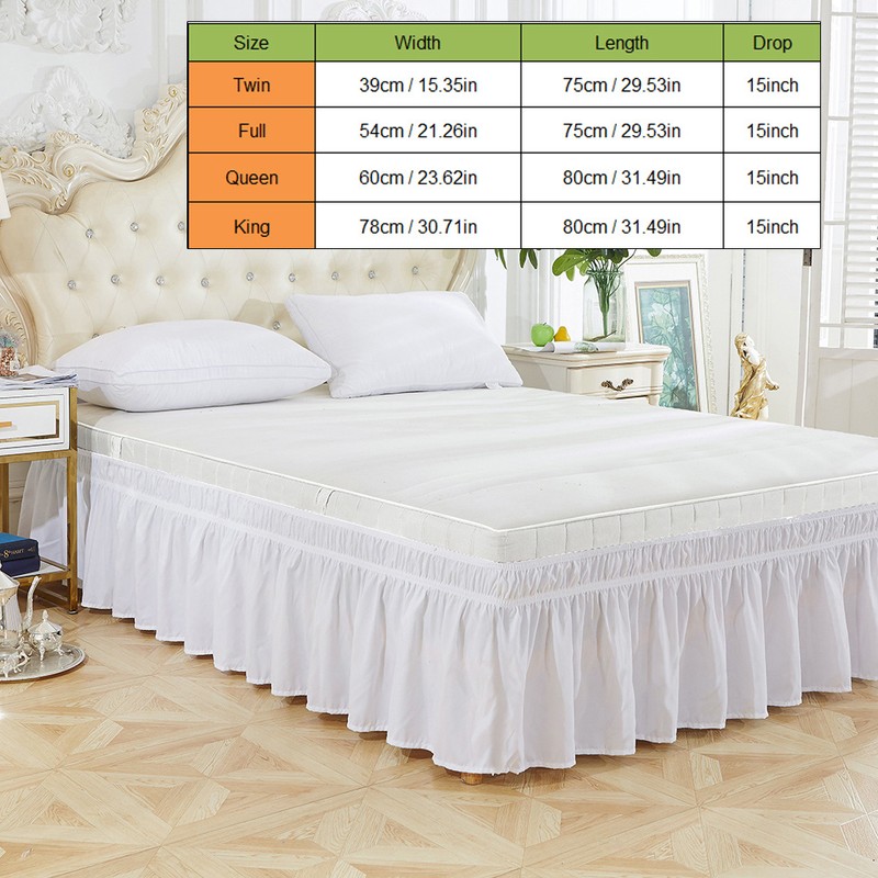 Elastic Polyester Bed Skirt Ruffle Easy Fit Spread Cover Valance