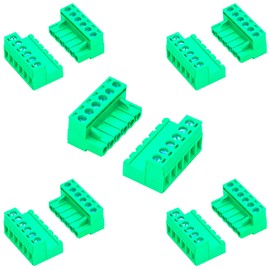 Keszoox 5 Sets 5.08mm Pitch Male & Female No Soldering Green Phoenix Type Connector 6 Pin PCB Screw Terminal Block