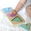 Wooden Montessori Three Shapes Puzzle Toddler Learning Toy with Knobs