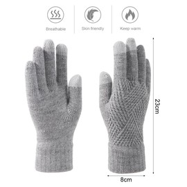 Cadimus Women's and Men's Thermal Gloves Winter Gloves Touchscreen Knitted Gloves Winter Warm Outdoor Sports Riding Warm Thickened Gloves Winter Gift Christmas Gift, lightgrey