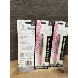 Zebra Pen 3 Pack F301 Stainless Steel Retractable Ballpoint Pen BCA Pink Barrel Black Ink