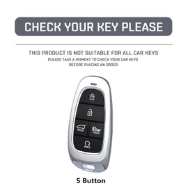 for Hyundai Key fob Cover,Heavy Car Key Case Protector Compatible with 2022 2023 2024 2025 Hyundai Santa fe Sonata Tucson Santa Cruz Smart Key (5 Buttton-Black)