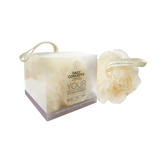 Daily Concepts Daily Mesh Sponge for a Luxurious Bath or Shower Experience with Subtle Notes of Lavender and Vanilla for that Gentle Pampering Embrace, Suitable for All Skin Types 89 g