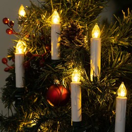 West Ivory Set of 10, 3.5" Mini LED Clip-On Flickering Candles w/Remote Control, Flameless Wax Drip, Timer Function, Battery Operated, for Festive Holidays, Christmas Trees, Wreaths, Decor, Ornaments