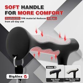 BigAlex Lightweight Collapsible Walking Cane with Soft Comfortable TPR Handle for Seniors and Elderly Adults, Larger Handle for Comfort, Adjustable Support Stick, Portable Travel Aid for Men & Women