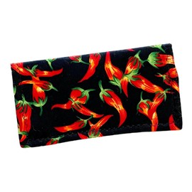 Checkbook Cover - Billfold Wallet - Red Chili Pepper Fabric Checkbook Wallet