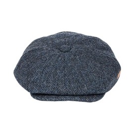 Hats of London Mens 100% Wool Newsboy Hat Flat Cap Blue Herringbone Small/Medium