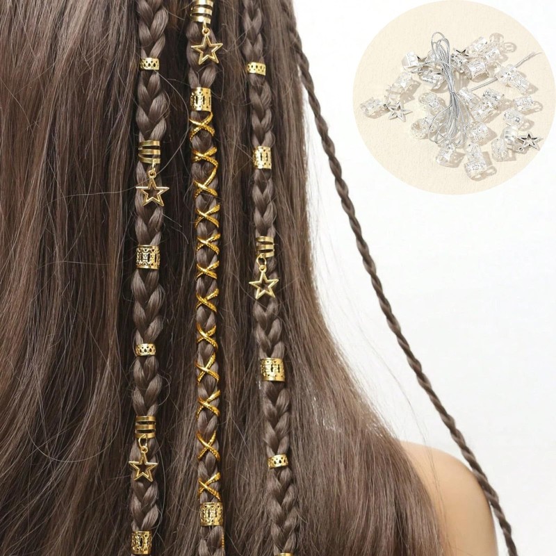 ヘアビーズ 編み込み用 ヘアアクセサリー 子供用 蝶々 ハート メタル ヒップホップ ヘアブレイドリング 髪飾り