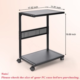 Liitrton PC Tower Stand 2-Tier CPU Stand with Locking Caster Wheels for Office & Home - Iron-Black