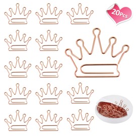 Crown Shape Paper Clips, Cute Small Paperclips - Funny Metal Bookmark Note Clips Mini Page Marker for Office School Wedding Party Invitation Valentine Decoration Gift - Planner Paperclips (Crown)