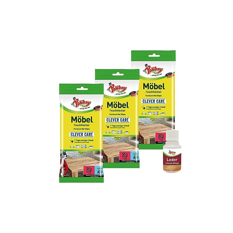 Poliboy Furniture Wet Wipes - Dusters for All Surfaces, Wood,