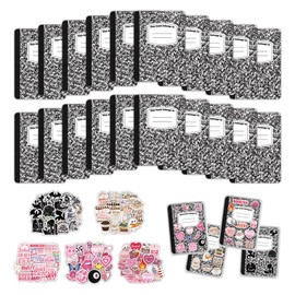 Epzariooy 20PCS Composition Notebook Kindle Cardstock Inserts for 6.8” Clear Case (11th Gen) with 100 Stickers – 5 Styles: Romance, Spicy, Pink, Coffee & Preppy, Black and White DIY Bookish Gift