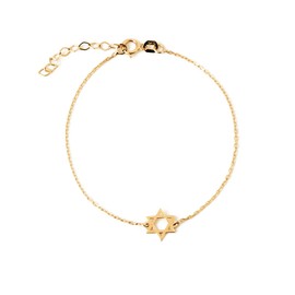 14K Solid Gold Star of David Bracelet for Women | 14K Gold Protection Bracelet | Dainty Star Jewelry | Gifts for Birthday, Adjustable 6" to 7"