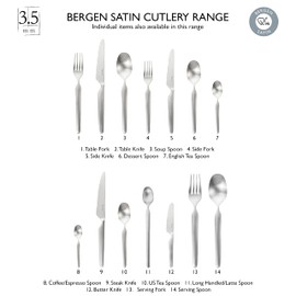 Robert Welch Bergen Satin, 7 Piece Cutlery Place Setting. Made from Stainless Steel. Dishwasher Safe.