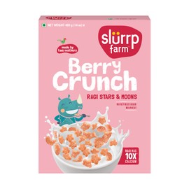 Slurrp Farm Berry Crunch Protein Cereal | Ragi Stars & Moons Shape | Healthy Breakfast Cereal & Snack for Kids & Adults | Gluten Free, No Refined Sugar, No Wheat | 14.11 Oz (400g)