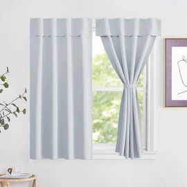 NICETOWN Bathroom Curtains for Privacy, Portable Self Adhesive Window Covering 63 inches Length, Easy Installation Thermal Insulated Curtain Panels for Bedroom (1 PC, 42" W, Greyish White)