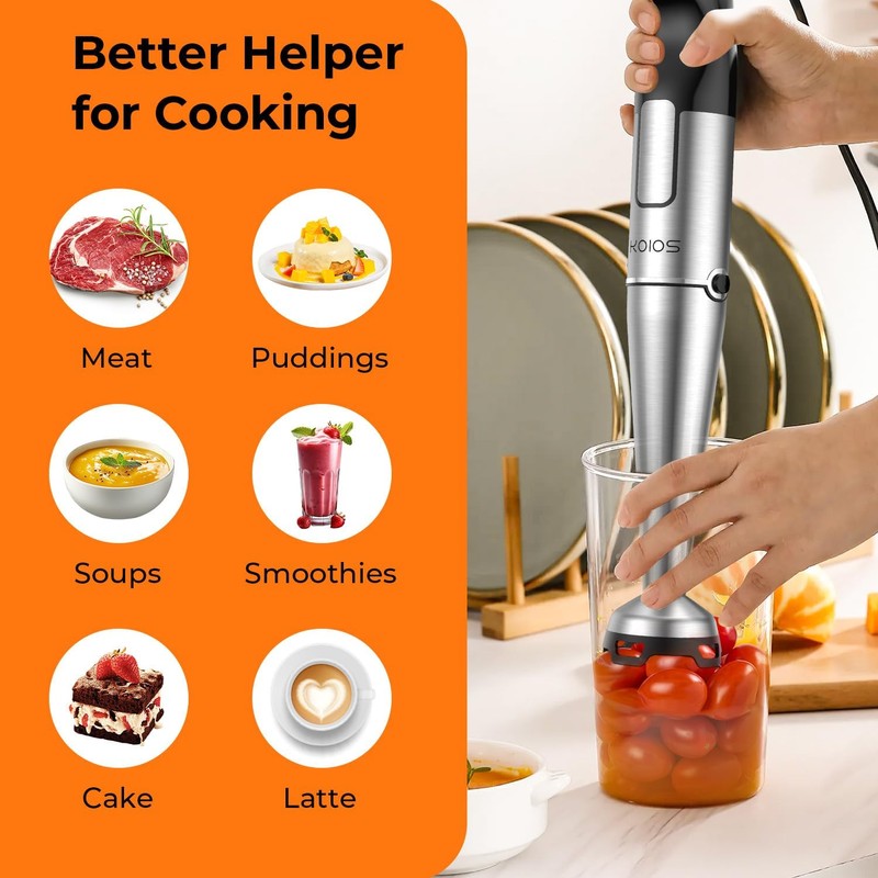 KOIOS Immersion Blender Handheld - Trigger Variable Speed 5-in-1 Immersion