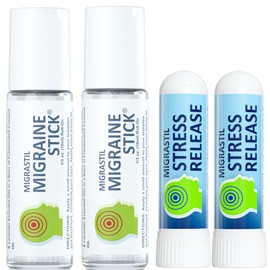 Basic Vigor Migrastil Stress Release Aromatherapy Inhaler 2-Pack and Two Migraine Sticks Bundle