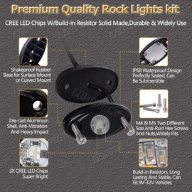 LEDMIRCY LED Rock Lights Green Kit 4PCS for Off Road Truck Auto Car Boat ATV SUV Waterproof High Power Neon Trail Lights Underglow Lights Interior Exterior Shockproof(4PCS Green)