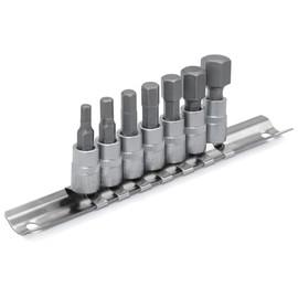 DAKCOS Hex Bit Socket Set 1/4" Drive 7 Pieces Allen Key Socket Set Metric 4mm - 12mm S2 Alloy Steel Bit and CR-V Drive Socket