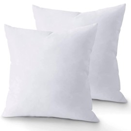 Keeble Outlets Bedding Throw Pillows White, 18 x 18 Inches Pillows for Sofa, Bed and Couch Decorative Stuffer Pillows, Sham Stuffer, Machine Washable, Fluffy and Cozy for Bed Couch Indoor (2)
