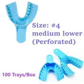 Professional Dental Disposable DENTAL IMPRESSION TRAY #4 Medium Lower Tray Reusable (100 Pcs / Box)