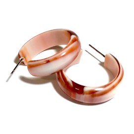 Tortoise Striped Acrylic Retro Hoop Earrings