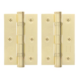 EAI Brass Door Hinges | 3 Inch / 76mm Satin Brass Internal Fire Door Hinges | 1 Pair