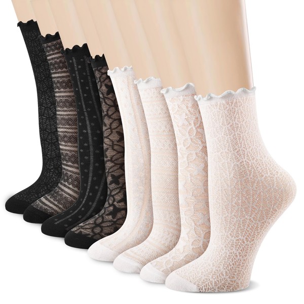 Utensilsto 8 Pairs of Women's Costume Socks, 36-40, Black &