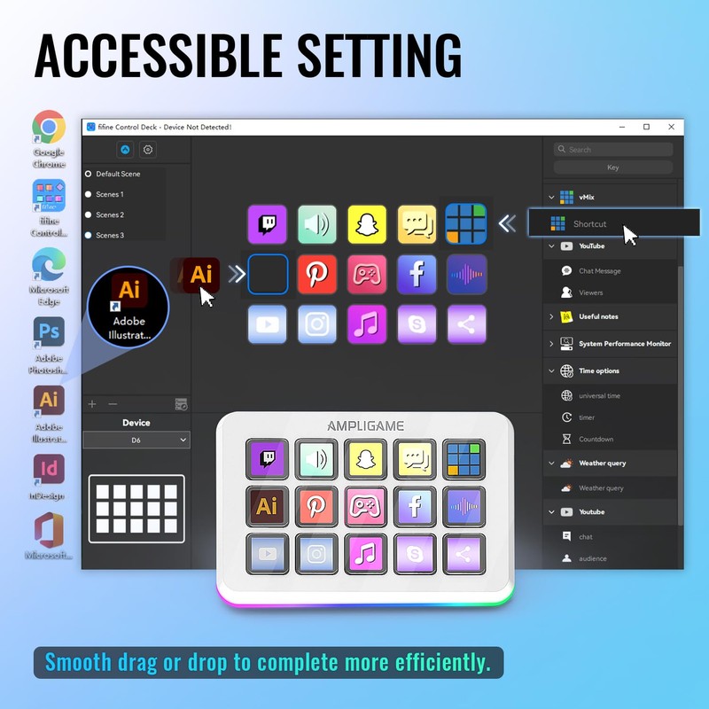 FIFINE AmpliGame Gaming Controller with 15 Shortcuts for OBS Streaming