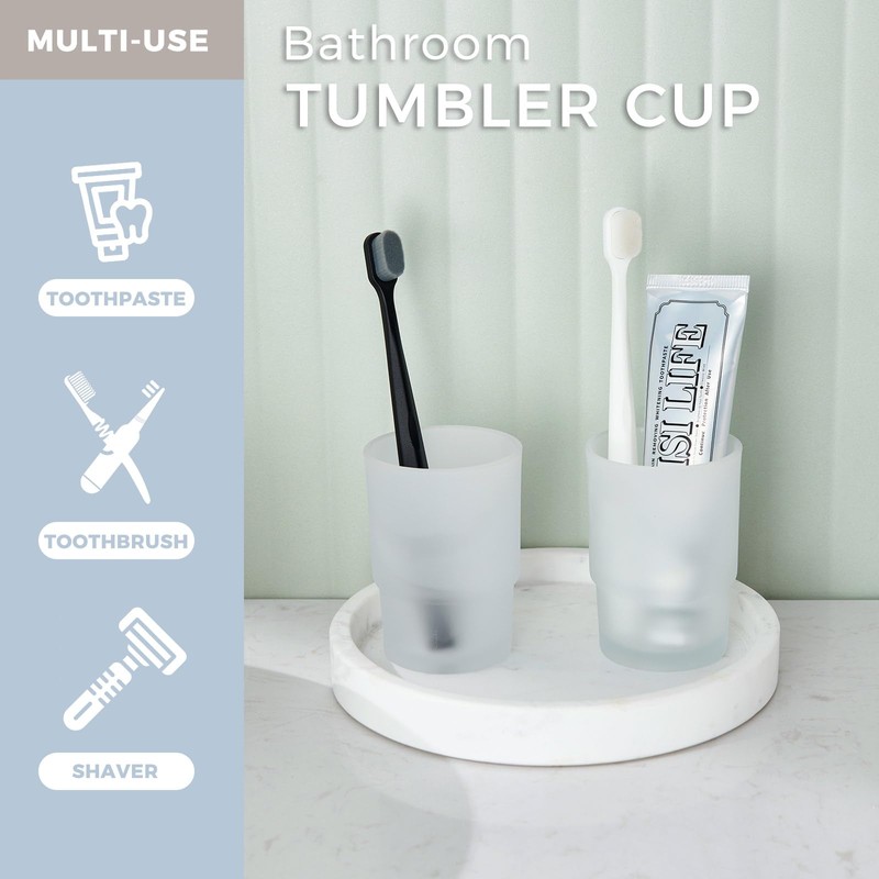 Glass Tumbler Cap 2 Pack, Aomasi Frosted Bathroom Rinsing and