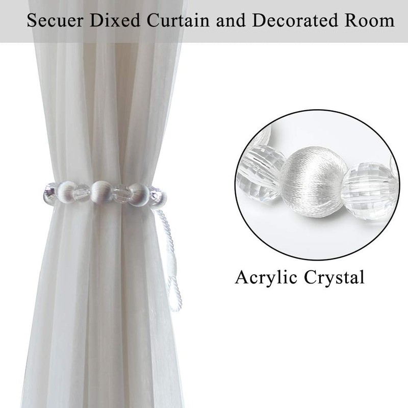 BEL AVENIR Crystal Curtain Tiebacks, Beaded Handmade Curtain with 2