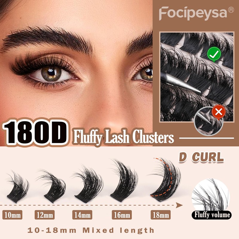 Eyelash Extension Kit Thick Lash Clusters Kit 10-18mm Fluffy Clusters